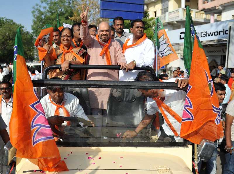 Amit Shah during an election campaign in UP