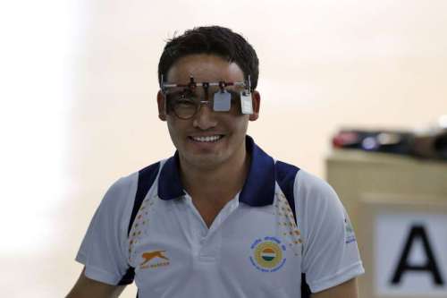 Rai Jitu of India reacts after the men's 50m Pistol finals of shooting event at the 17th Asian Games in Incheon, South Korea