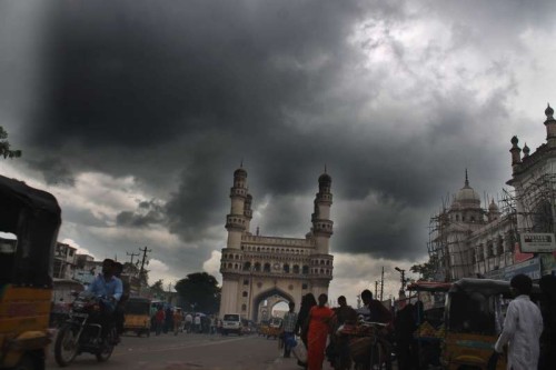 Dark clouds loom over Charminar in Hyderabad 