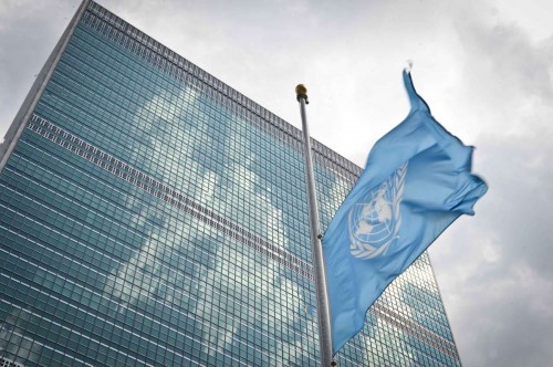 UN-NEW YORK-GAZA-FLAG-HALF MAST