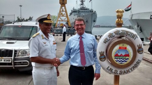 US Defence Secretary Ashton Carter arrives in Vishakhapatnam, on June 2, 2015. 