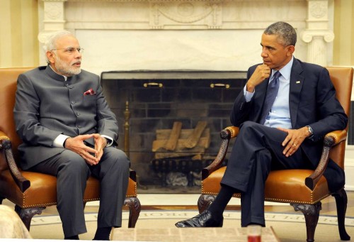 Prime Minister Narendra Modi during a bilateral meeting with US President Barack Obama at the White House, in Washington DC, United States of America, on Sept 30, 2014. 