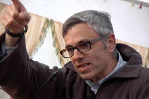 Jammu and Kashmir Chief Minister Omar Abdullah addresses a rally ahead of assembly polls in Kulgam district of the state on Nov 25, 2014. 