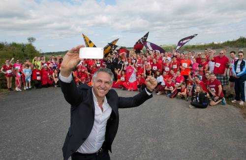 Gary Lineker at the charity run event in Manchester