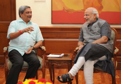 Goa Chief Minister Manohar Parrikar calls on Prime Minister Narendra Modi in New Delhi. FILE PHOTO