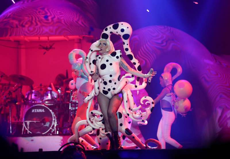 American singer, songwriter, and actress Lady Gaga performs during a concert in Dubai, United Arab Emirates on Sept. 10, 2014. (Photo: Xinhua/Li Zhenshe/IANS)