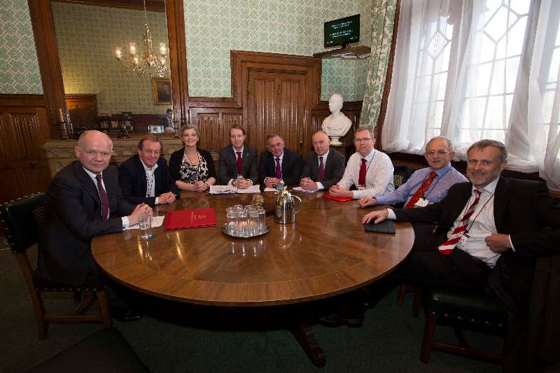 (From left to right): Rt Hon William Hague MP, First Secretary of State, Leader of the House and Chair of the Cabinet Committee for Devolved Powers, Mayor of Bristol George Ferguson, Cllr Ann O'Byrne (Liverpool), Leader of Cardiff City Council Cllr Phil Bale, Leader of Birmingham City Council Sir Albert Bore, Leader of Manchester City Council Sir Richard Leese, Leader of Newcastle City Council Cllr Nick Forbes, Leader of Leeds City Council Cllr Keith Wakefield, Leader of Nottingham City Council Cllr Jon Collins.  Core Cities UK consist of: Birmingham, Bristol, Cardiff, Glasgow, Leeds, Liverpool, Manchester, Newcastle, Nottingham and Sheffield.  