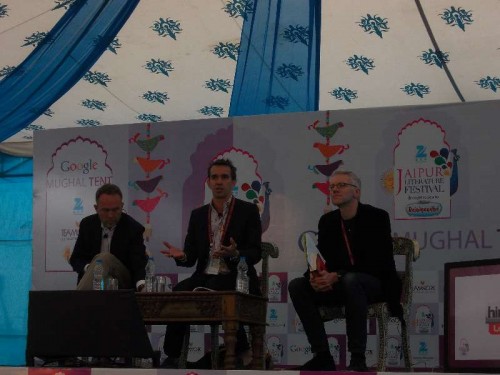 Historian Peter Frankopan (centre), author of "The First Crusade: The Call From the East", at the Jaipur LitFest 2015