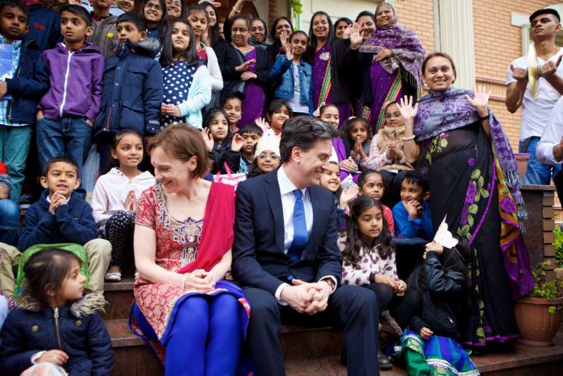 Ed Miliband and wife Justine Miliband at Swaminarayan temple in London  