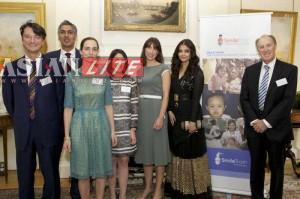 Samantha Cameron, wife of British Prime Minister David Cameron, and Smile Train Goodwill Ambassador, Aishwarya Rai Bachchan, at a reception that took place in Downing Street to highlight the work of international cleft lip and palate charity Smile Train.  