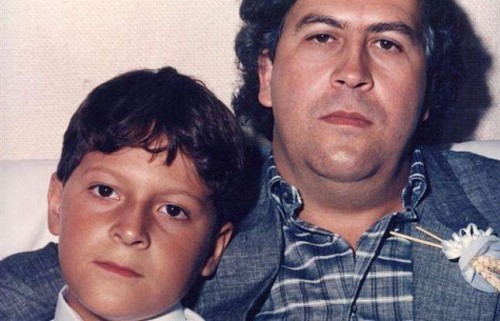Juan Pablo Escobar Henao with father Pablo Escobar