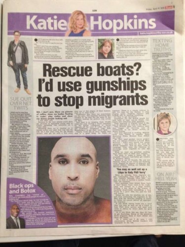 The Sun page with Katie Hopkins column