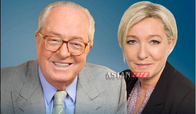 French Eurosceptic Marine Le Pen andd her father right-wing politician Le Pen