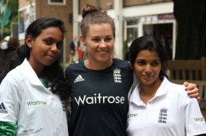 Mitu Roy, Tammy Beaumont and Tania Akter 