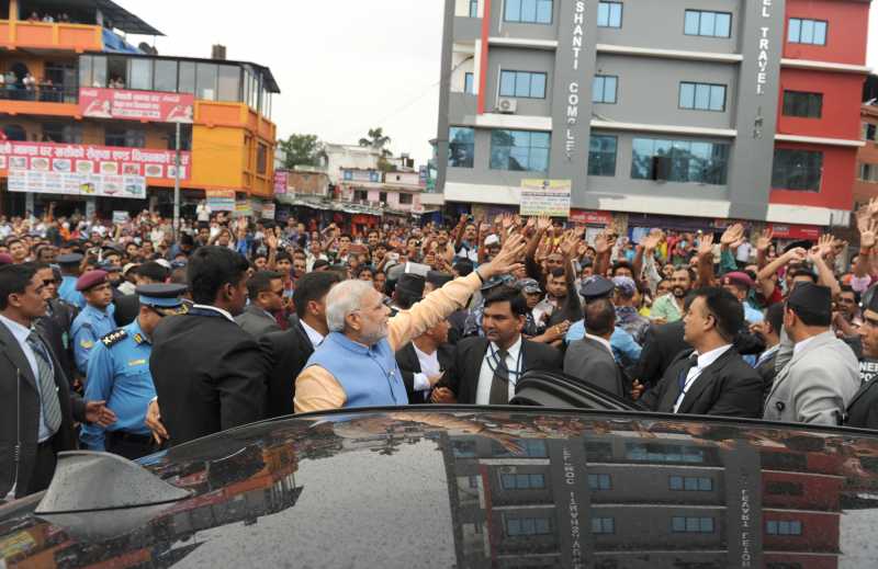 The Prime Minister, Shri Narendra Modi with the Nepalese peoples, in Kathmandu, Nepal on August 03, 2014.