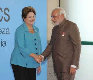 Modi with the President of Brazil, Ms. Dilma Rousseff