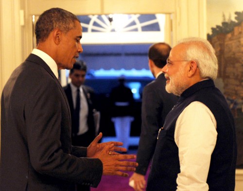 The President Barack Obama of the United States welcomes the Prime Minister, Shri Narendra Modi, at the dinner hosted in his honour, at the White House, in Washington FILE PHOTO