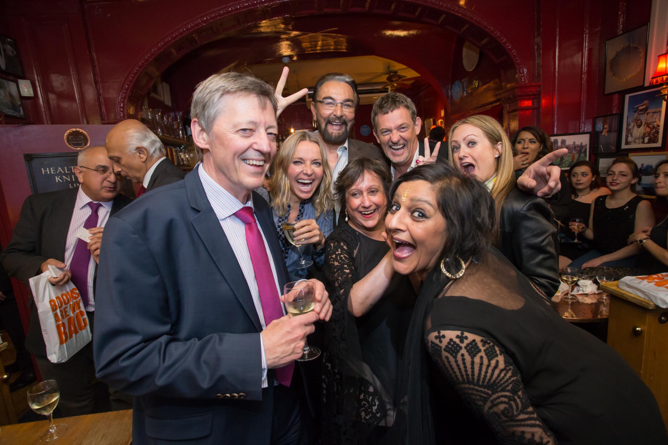 Nikki Bedi, Kabir Bedi, Matthew Wright, Amelia Wright, Yasmin Alibhai-Brown and Meera Syal at the launch of The House of Hidden Mothers image by swani.com