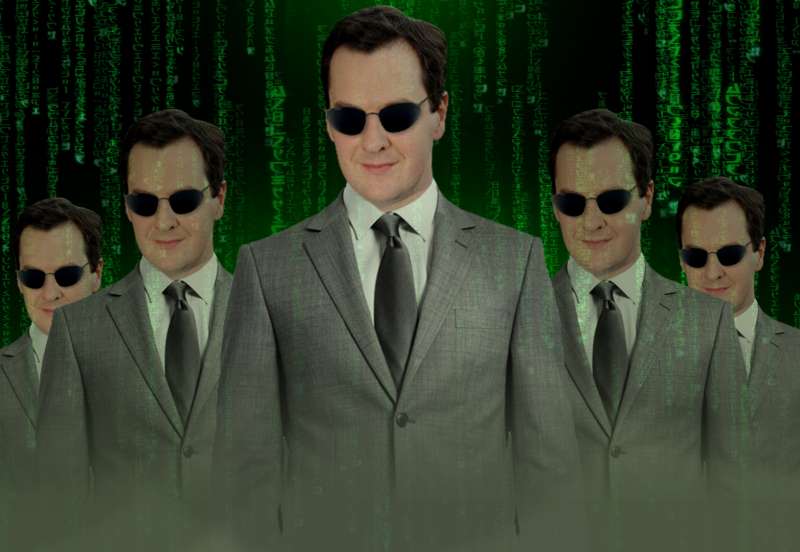 Chancellor George Osborne in Matrix attire