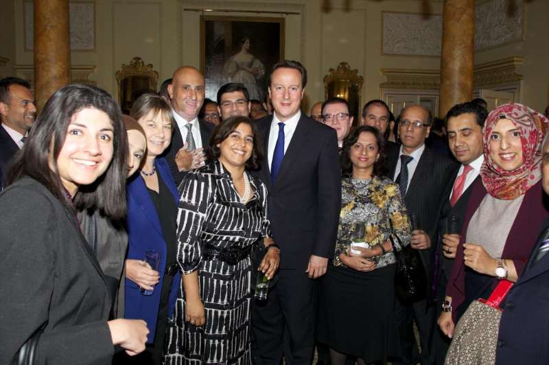 Prime Minister David  Cameron interacting with the Muslim community during the Eid celebrations at No 10 