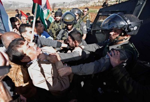 Palestinian cabinet minister Ziad Abu Ein minutes before he was killed.