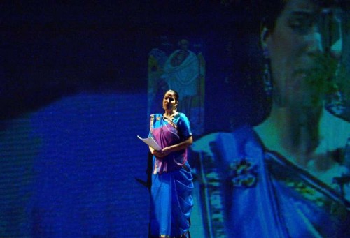 A scene from "Phoolan Devi: The Bandit Queen", a multi-media chamber opera by Shirish Korde, a Uganda born composer of Indian descent.