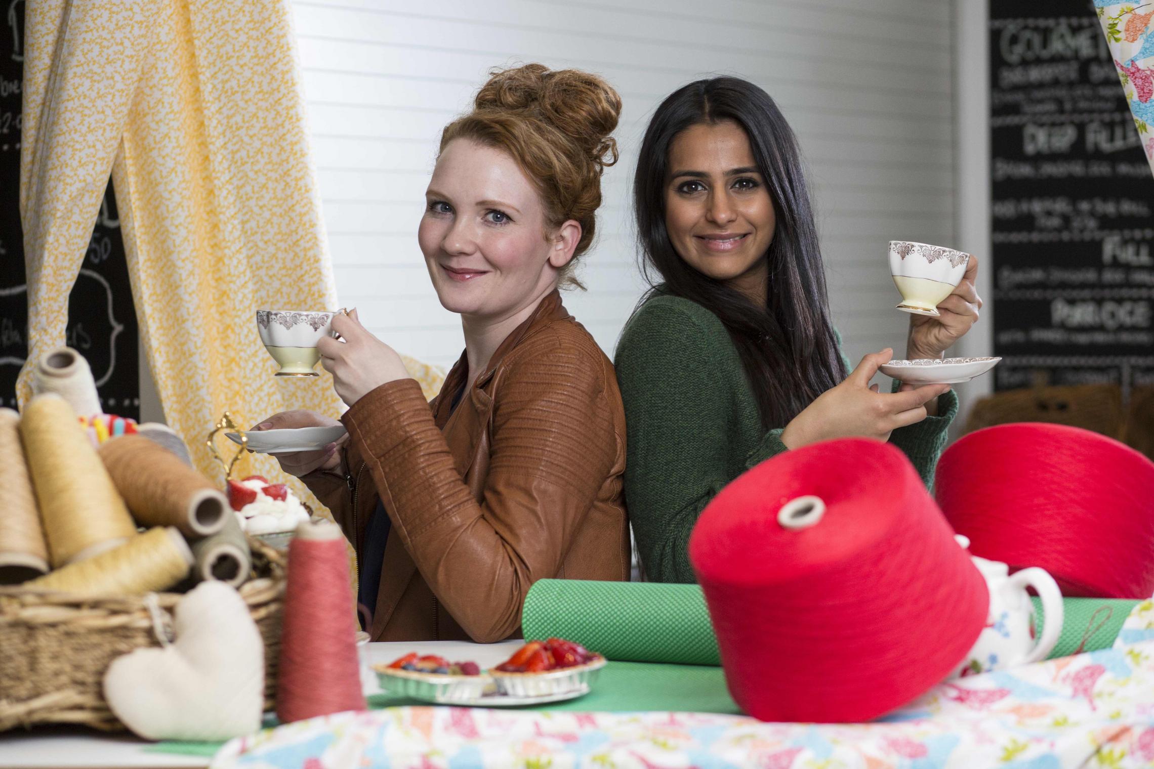 Coronation Street stars Jennie McAlpine and Sair Khan who will be making a special appearance at a pop-up Textiles Teashop on Saturday 20 June from 12pm – 1pm at Manchester Arndale Market  