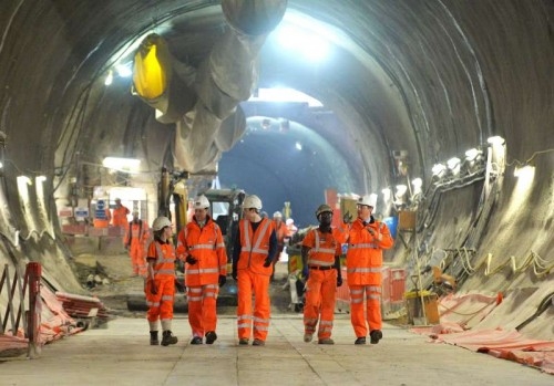 Prime Minister David Cameron visiting the Crossrail site