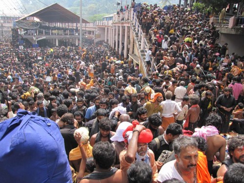 Pilgrims at the Sabarimala temple in Kerala