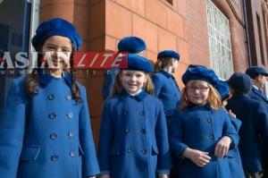 Students of St.James Junior School in Stockport. The  school teaches practical philosophy, from both western and eastern traditions, including the teachings of the ‘Bhagavad Gita’ along with Sanskrit and Vedic mathematics. And, the teachers are British.  