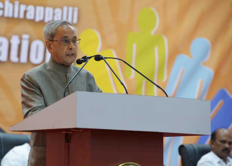 President Pranab Mukherjee addressing at the Inauguration of the Golden Jubilee Celebration of National Institute of Technology, at Tiruchirappalli, in Tamil Nadu