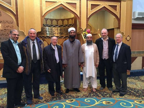 Cllr Rabnawaz Akbar, Louis Rapaport, Michael Taylor, Imam Asim Hussain, Tahir Naeem (Chairman, Manchester Central Mosque), Jonny Wineberg, Rabbi Reuven Silverman  