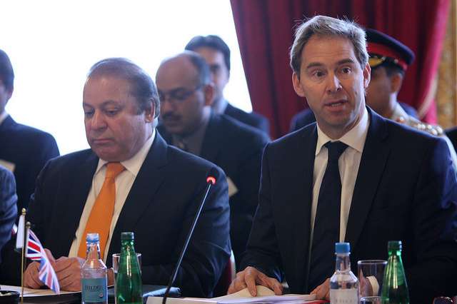 Foreign Office Minister Tobias Ellwood with Pakistan Prime Minister Nawaz Sharif at the UK-Pakistan Energy Dialogue in London