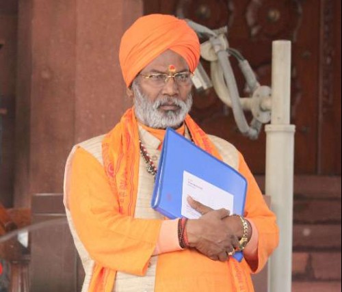  BJP MP from Unnao Sakshi Maharaj at the Parliament premises in New Delhi, on Dec 16, 2014.