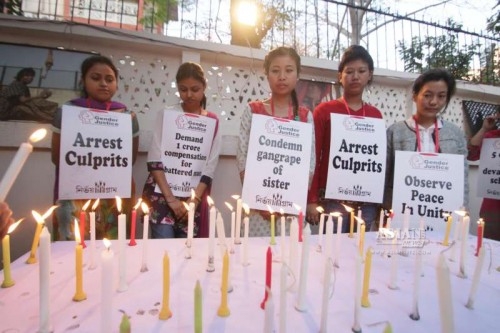 People participate in a programme organised to condemn the recent gang-rape of a nun in Ranaghat of West Bengal`s Nadia district, at Safdarjung Enclave in New Delhi on March 19, 2015