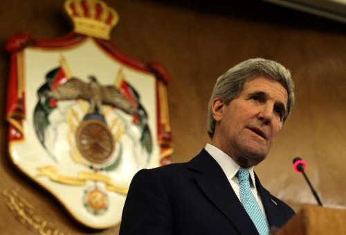  U.S. Secretary of State John Kerry speaks during a press conference