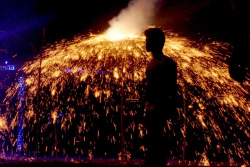 People celebrate Diwali with fireworks at Salt Lake in Kolkata, 