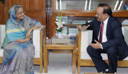 Union Minister for Health and Family Welfare, Dr. Harsh Vardhan calls on Bangladesh Prime Minister , Sheikh Hasina in Dhaka, Bangladesh