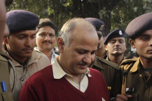  Aam Aadmi Party (AAP) leader Manish Sisodia comes out after meeting Union Home Minister Rajnath Singh in New Delhi, on Feb 11, 2015. 