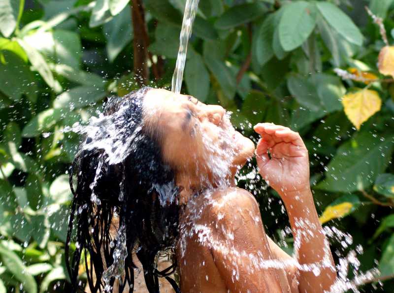 child bathing