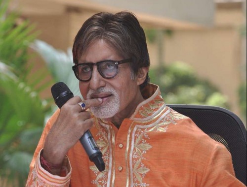 Actor Amitabh Bachchan speaks to the media