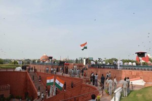 Dress rehearsal for the Independence Day celebrations at Red Fort in New Delhi on Aug. 13, 2014. (Photo: IANS)