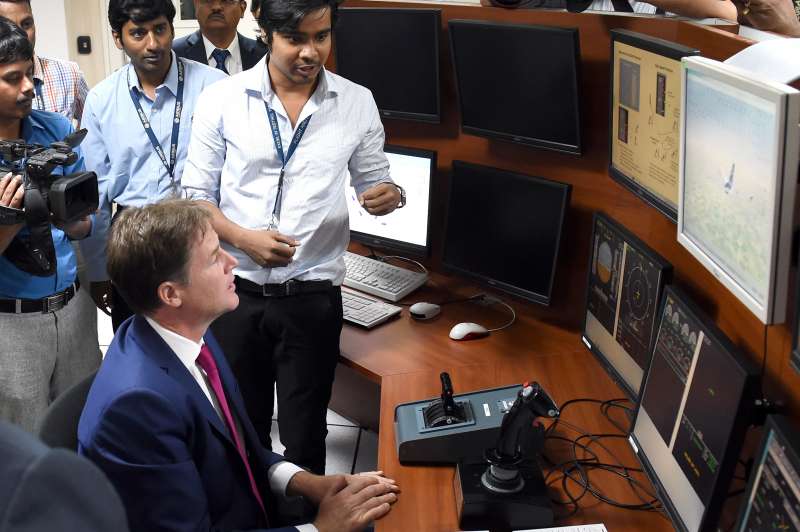 Britain's Deputy PM, Nick Clegg during a visit to Airbus India facility in Bangalore on Aug 27, 2014. (Photo: IANS)