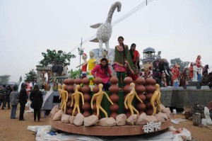 A Republic Day tableau from Chandigarh at Rashtriya Rangshala camp in New Delhi on Jan.22, 2014. (Photo: IANS)