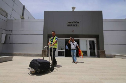 A Palestinian man returns to Gaza through Rafah crossing point between Egypt and the southern Gaza Strip,