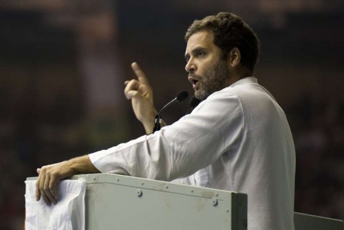 Congress vice president Rahul Gandhi addresses during a Congress worker meeting in Kolkata on June 6, 2015