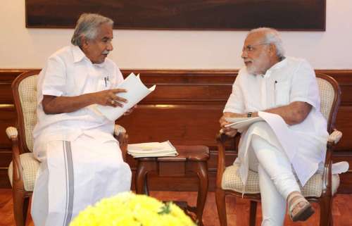 The Chief Minister of Kerala, Shri Oommen Chandy calling on the Prime Minister, Shri Narendra Modi, in New Delhi on October 16, 2014.FILE PHOTO