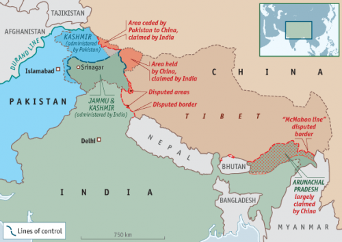 china india map