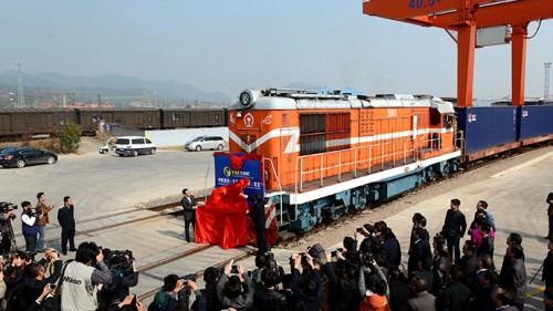 The train leaving Chinese city of Yiwu 