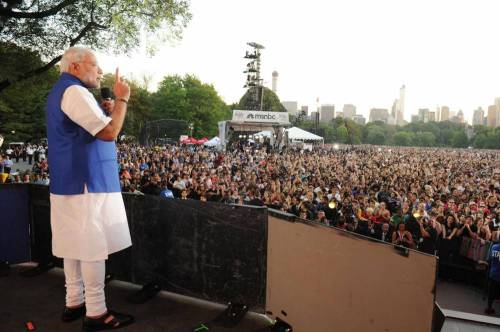 Prime Minister Narendra Modi addresses during Global Citizen Festival at the Central Park, in New York, United States of America. FILE PHOTO